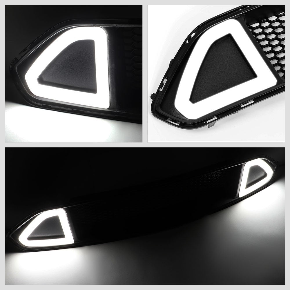 Black Mesh Style Ring Style LED DRL Front Upper Grille For 18-20 Ford Mustang