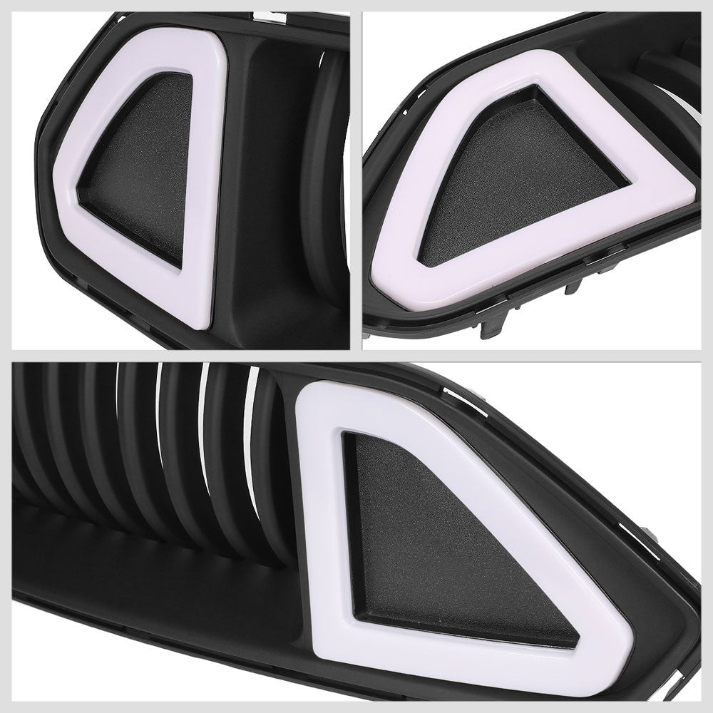 Black Vertical Style Ring Style LED DRL Front Upper Grille For 18-20 Mustang