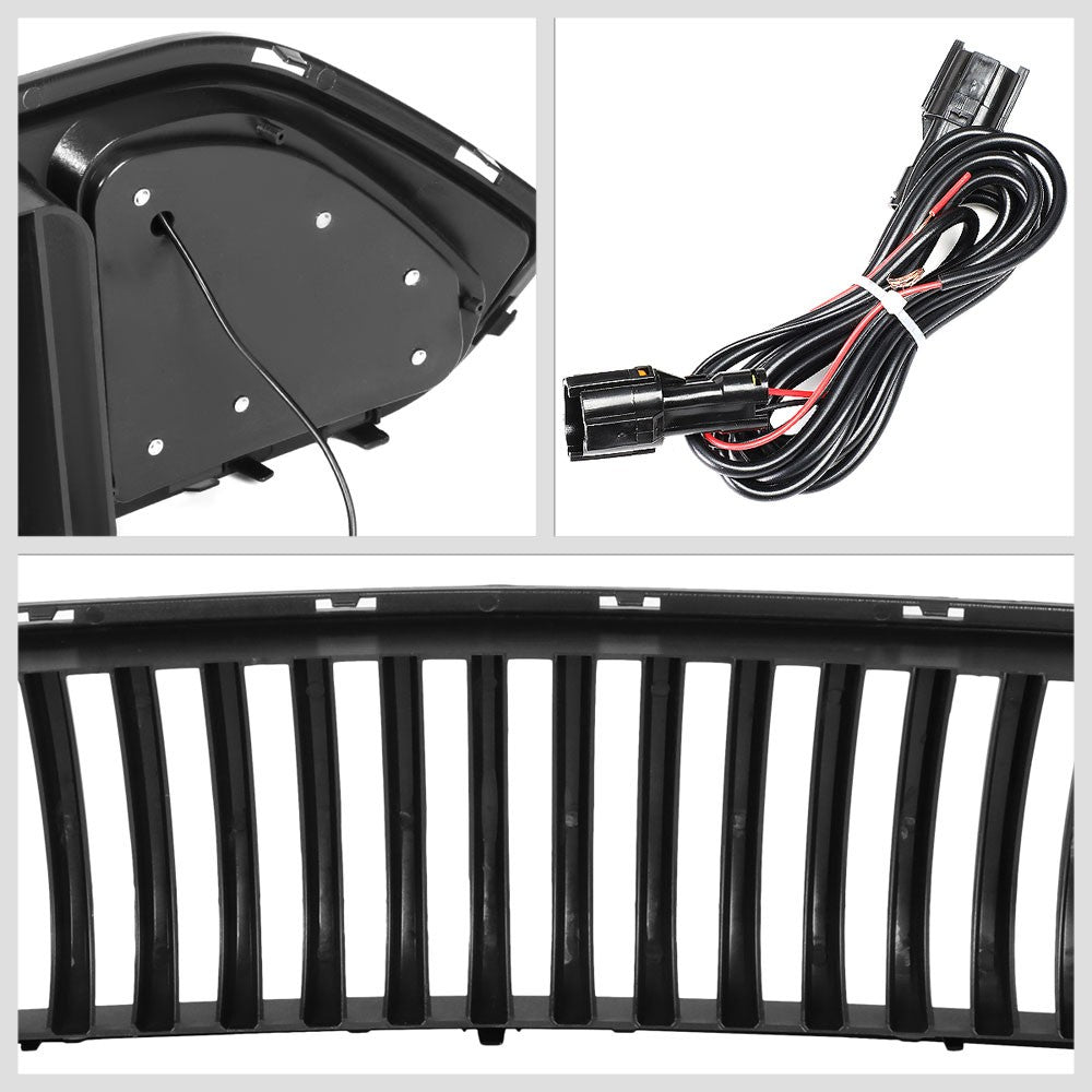 Black Vertical Style Ring Style LED DRL Front Upper Grille For 18-20 Mustang