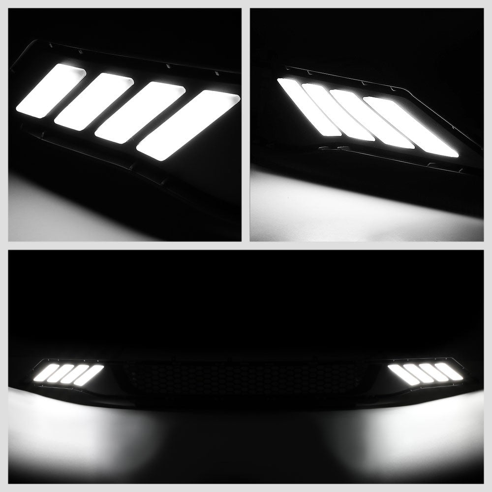 Black Mesh Style Bar Style LED DRL Front Lower Grille For 18-20 Ford Mustang