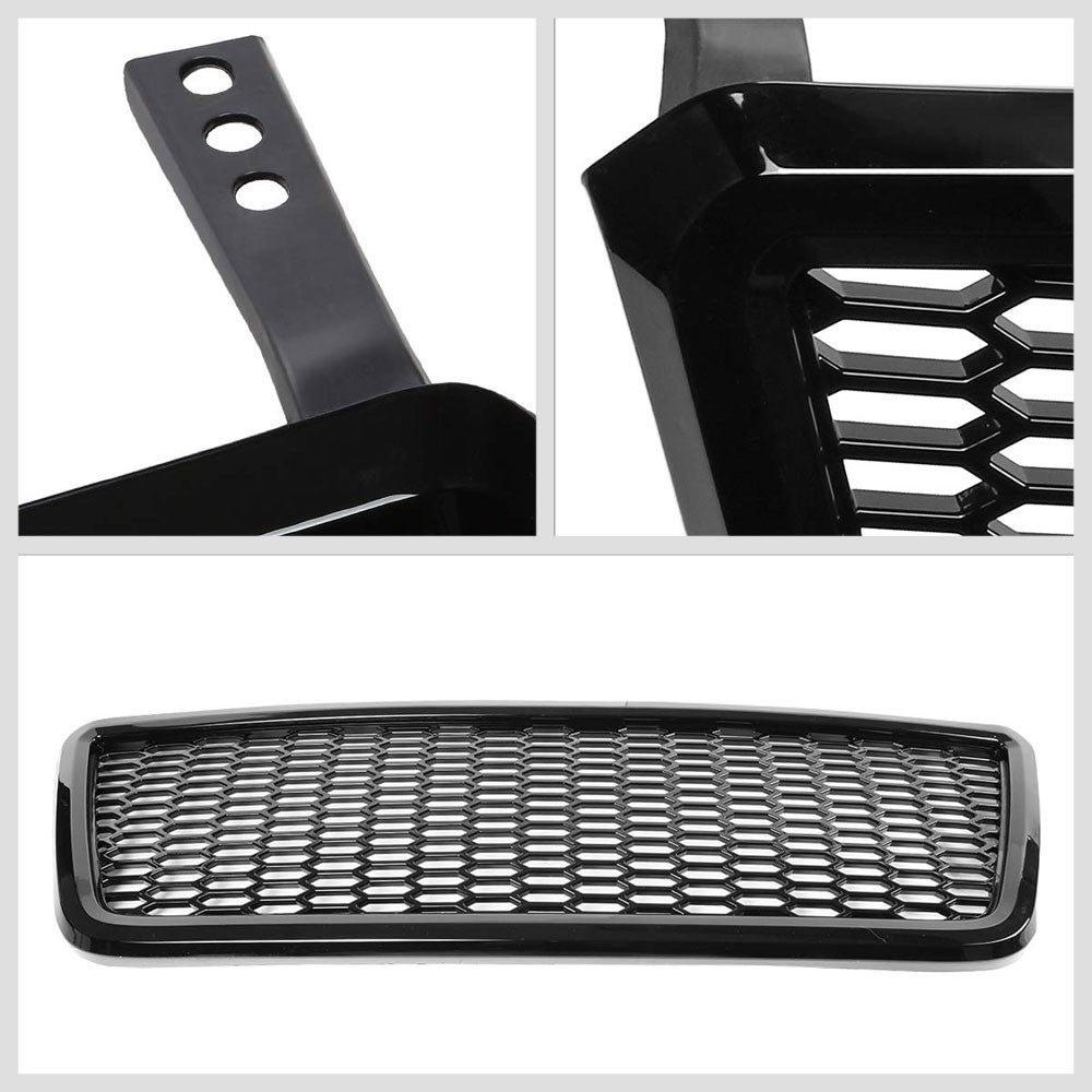 Glossy Black Badgeless Honeycomb Mesh Front Bumper Grille For 04-08 Ford F-150