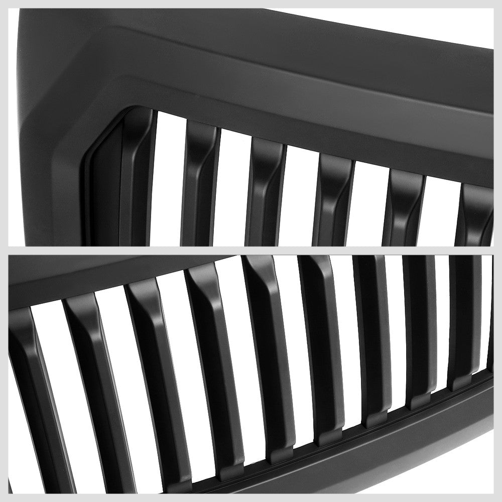 Black Matte Badgeless Vertical Slat Style Front Grille For 09-14 Ford F-150