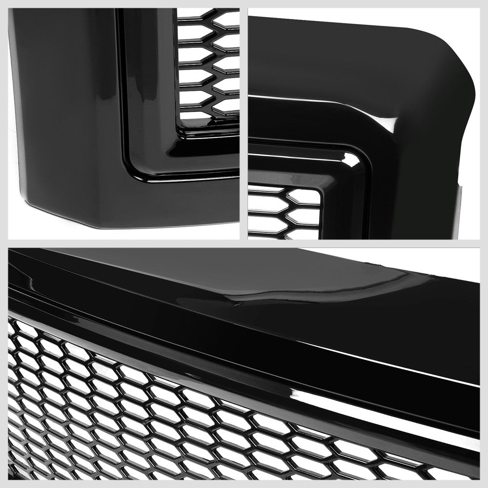 Black Glossy Badgeless Vertical Slat Style Front Grille For 08-10 Ford F-250 SD