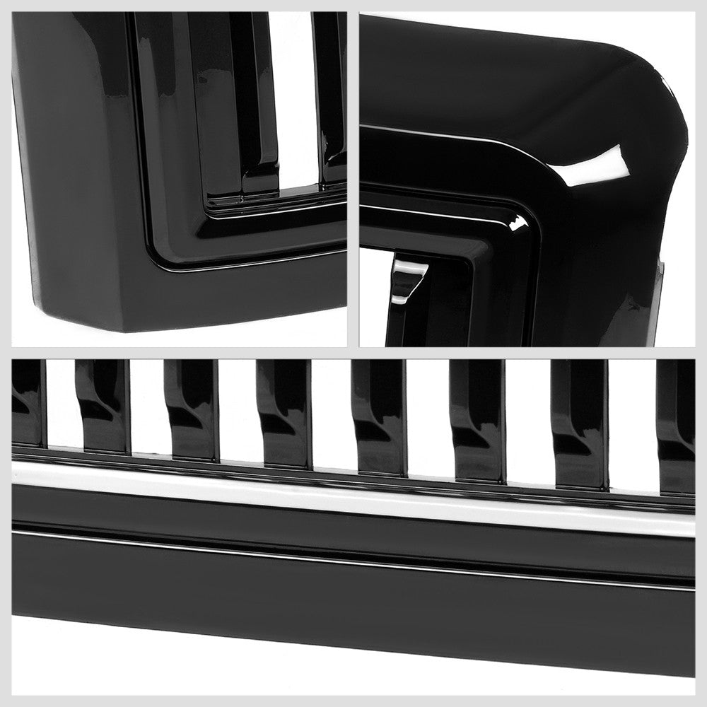 Black Glossy Badgeless Vertical Slat Style Front Grille For 08-10 Ford F-450 SD