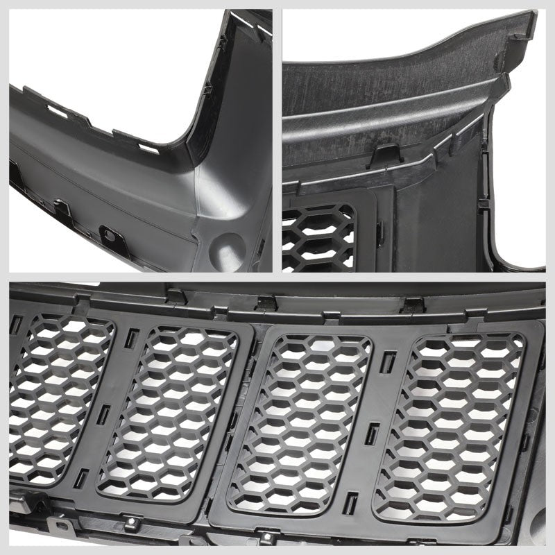 Black Honeycomb Mesh/Chrome Ring Front Grille For 14-16 Grand Cherokee 5.7L/6.4L