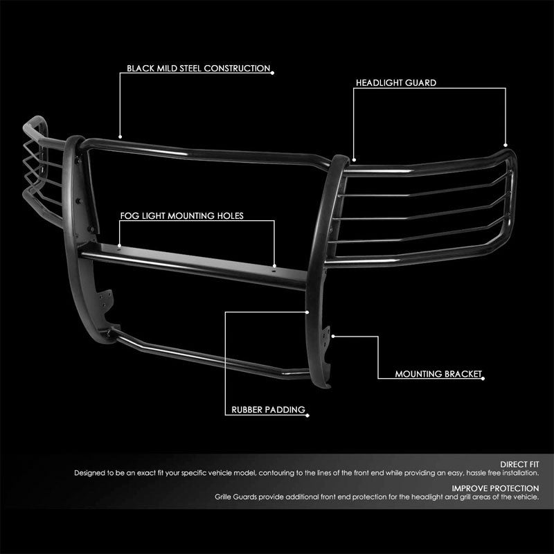 Black Mild Steel Full Front Grille Guard For 07-13 Chevrolet Silverado 1500 4.8L