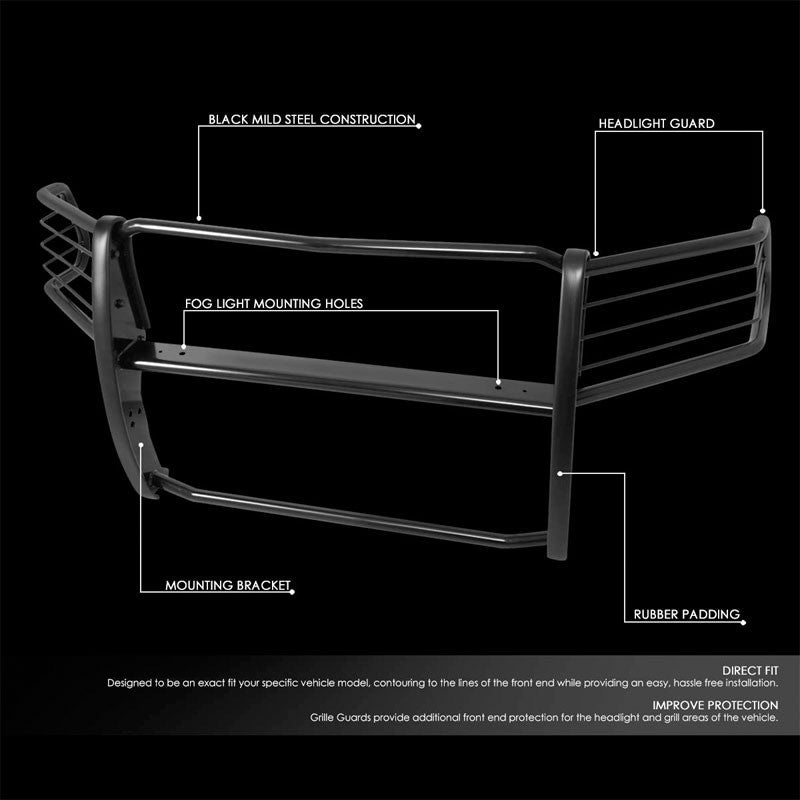 Black Mild Steel Full Front Grille Guard For 10-18 Ram 2500 4.7L/5.7L/6.4L/6.7L