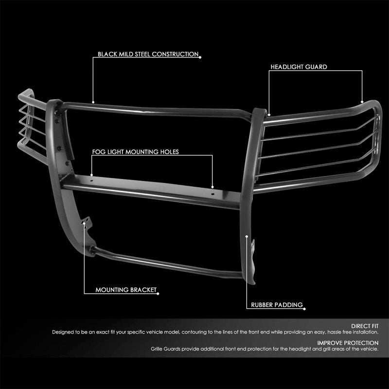 Black Mild Steel Full Front Grille Guard For 07-13 GMC Sierra 1500 4.3L/4.8L