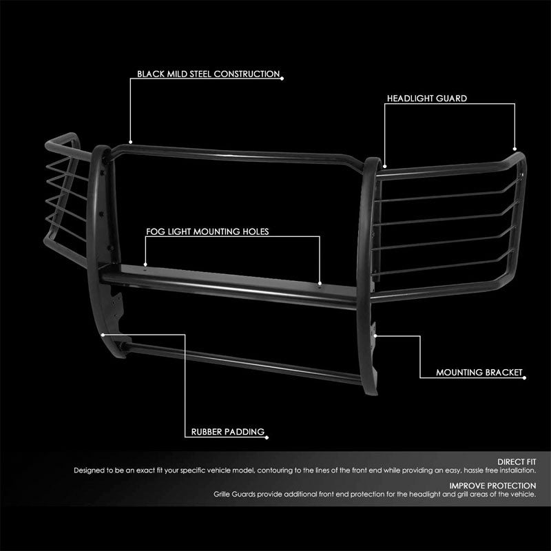 Black Mild Steel Full Front Grille Guard For 11-16 Ford F-250 Super Duty 6.2L