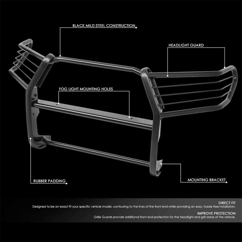 Black Mild Steel Full Front Grille Guard For 16-20 Toyota Tacoma 2.7L/3.5L DOHC