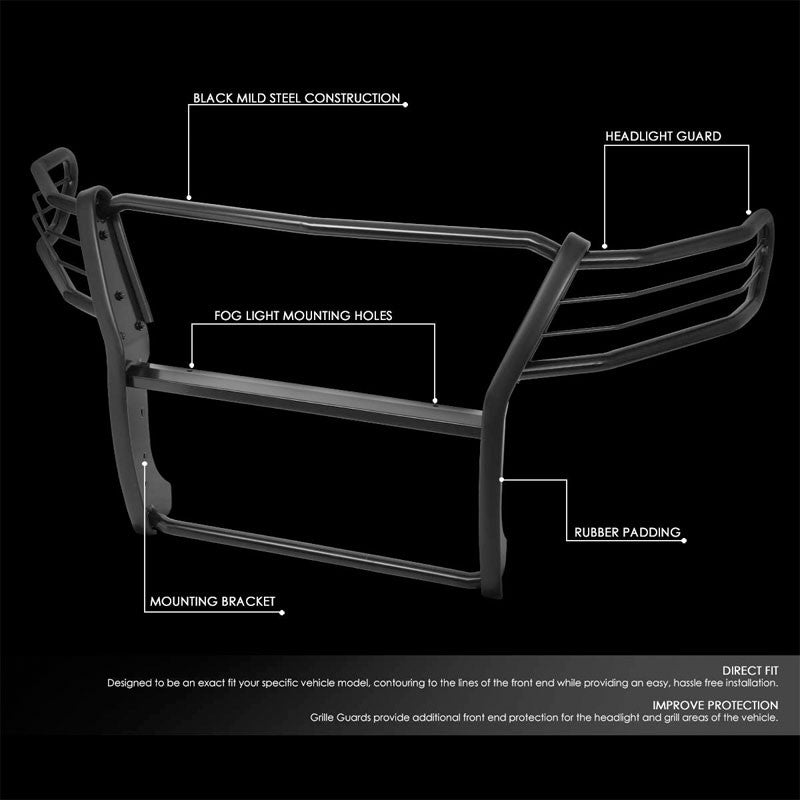 Black Mild Steel Full Front Grille Guard For 15-19 Chevrolet Colorado 2.5L/3.6L