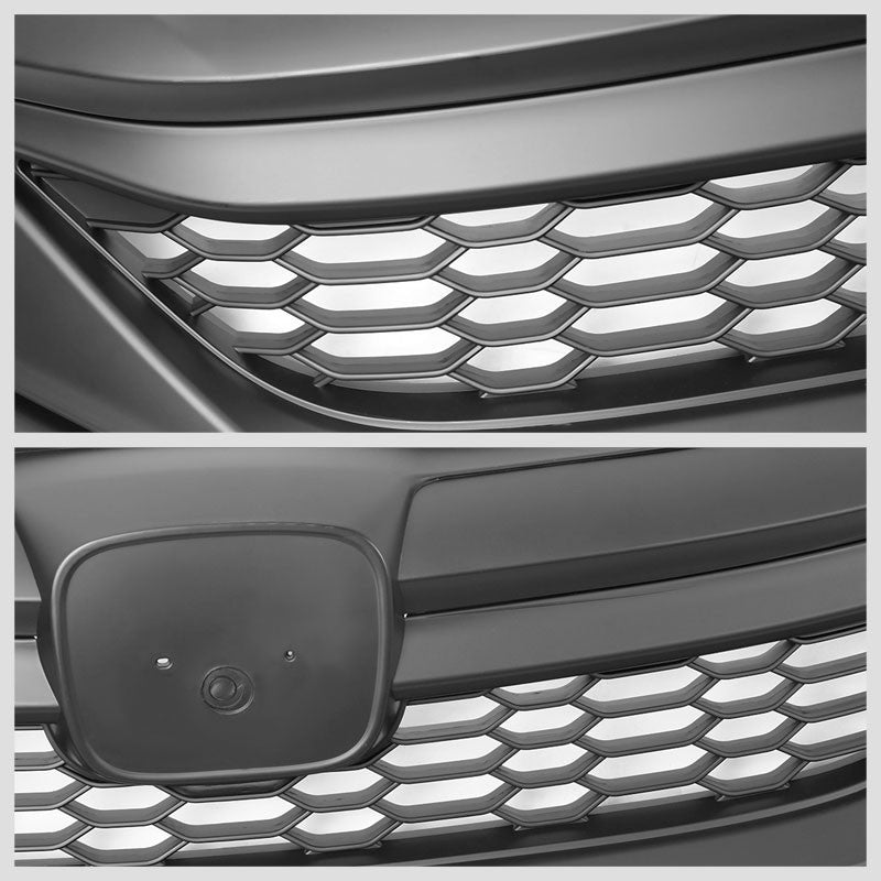 Honeycomb Matte Black Front Upper Grille For 16-17 Honda Accord Sedan 4-Door