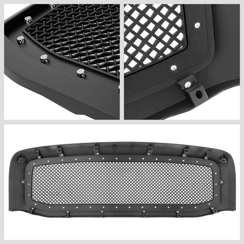 Black Rivet Diamond Mesh Style Front Replacement Grille For 06-09 Ram 2500/3500