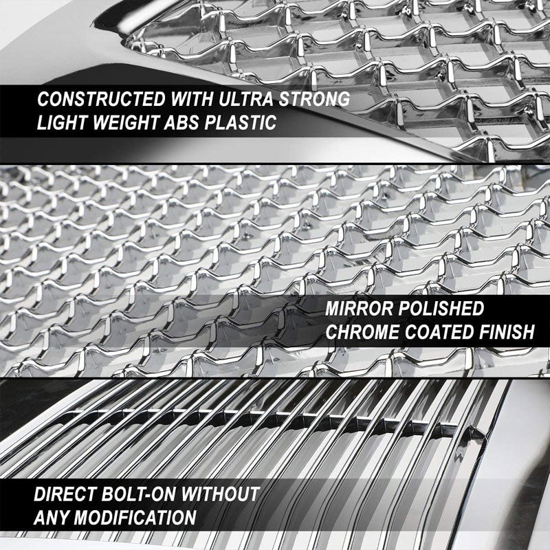 Chrome Rivet Diamond Mesh Style Front Replacement Grille For 06-09 Ram 2500/3500