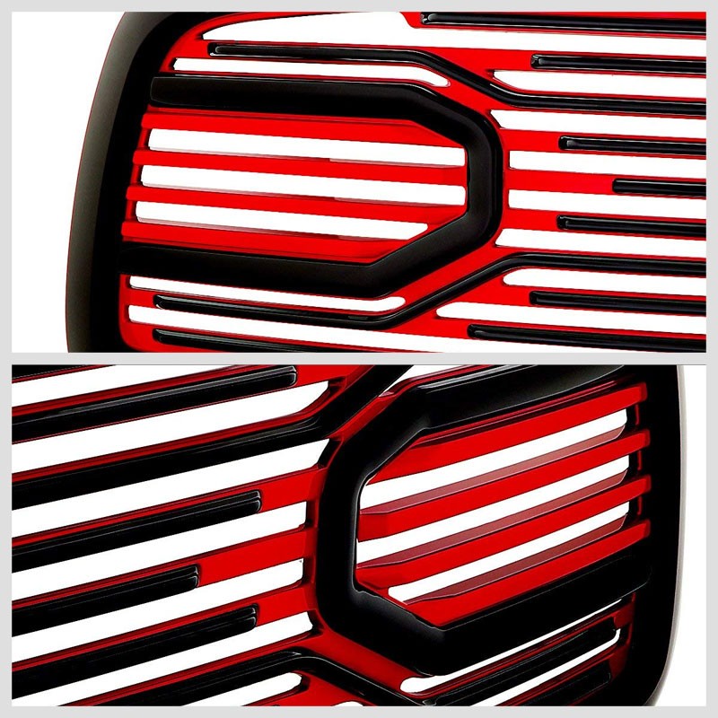 Black Frame/Red Vent Louver Style Front Grille For 09-12 Dodge Ram 1500 V6/V8