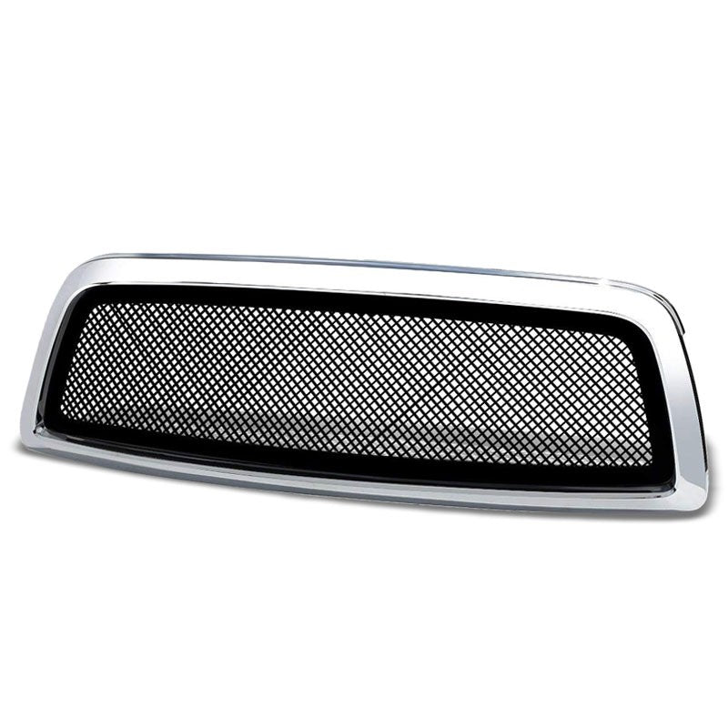 Chrome Frame/Black Diamond Mesh Style Front Grille For 09-12 Dodge Ram 1500