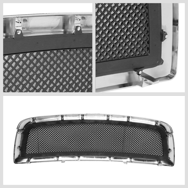 Chrome Frame/Black Diamond Mesh Style Front Grille For 09-12 Dodge Ram 1500