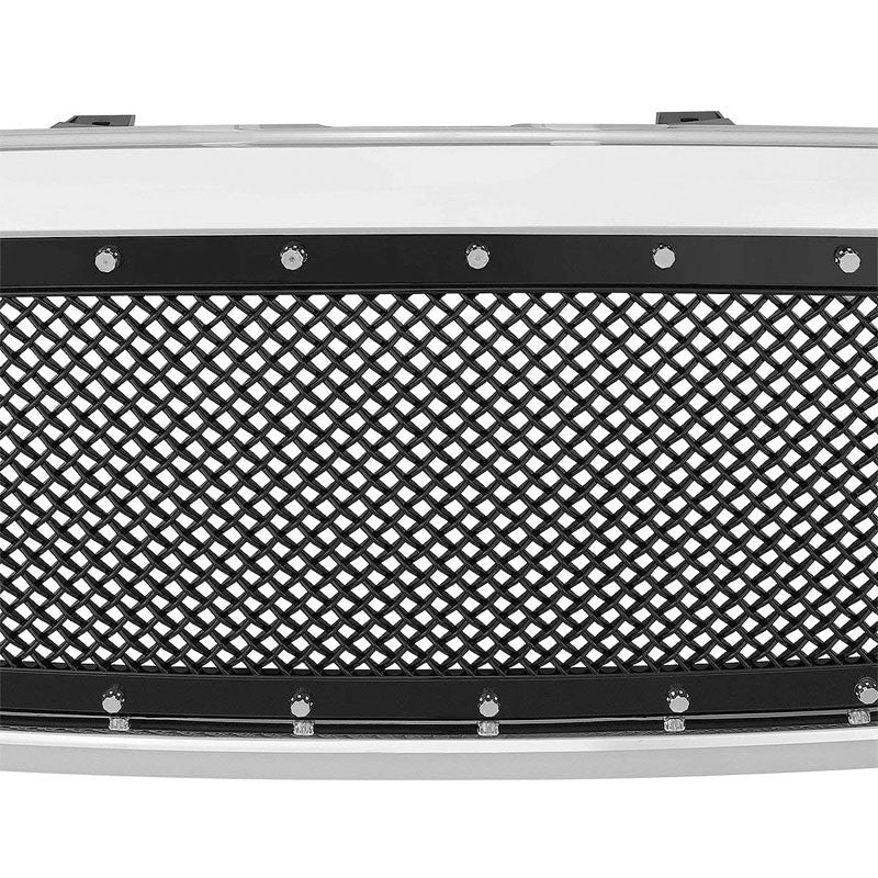 Chrome Frame/Black Diamond Mesh Front Replacement Grille For 09-12 Ram 1500