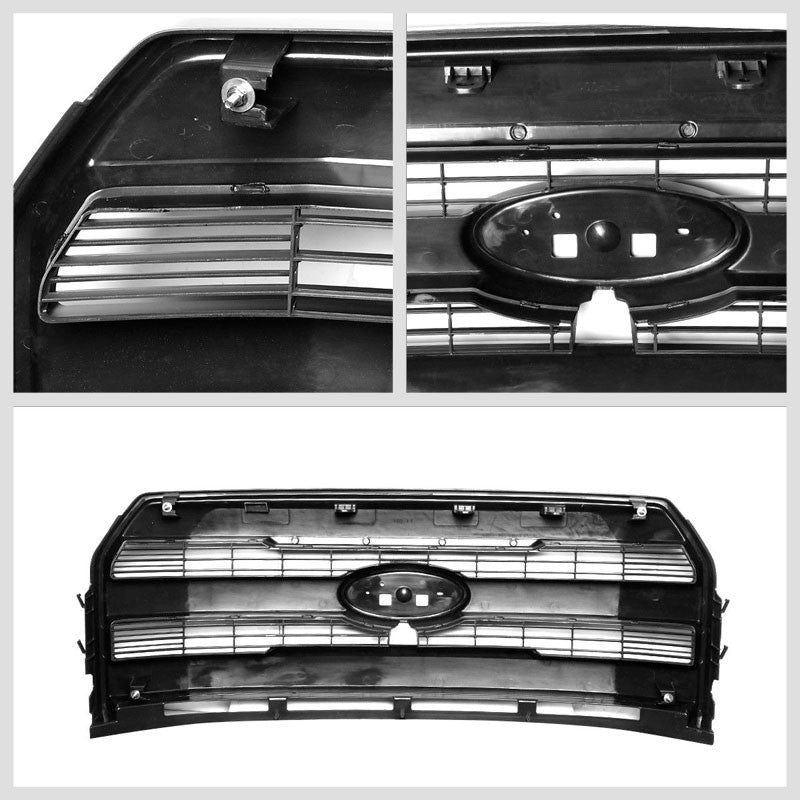 Black Matte Vent Style Front Replacement Grille For 15-17 Ford F-150 V6/V8 DOHC