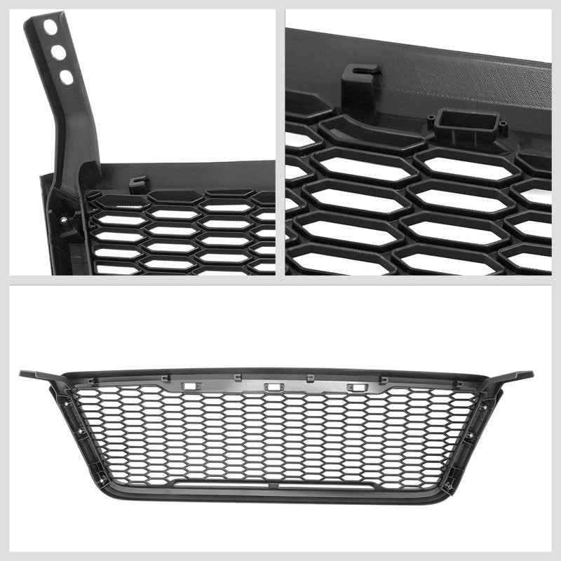 Black Matte Honeycomb Mesh Style Front Grille+Running Light For 04-08 Ford F-150