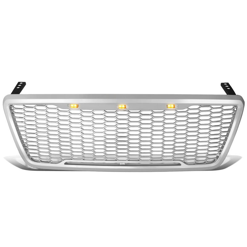 Chrome Honeycomb Mesh Style Front Grille+Running Light For 04-08 Ford F-150 SOHC