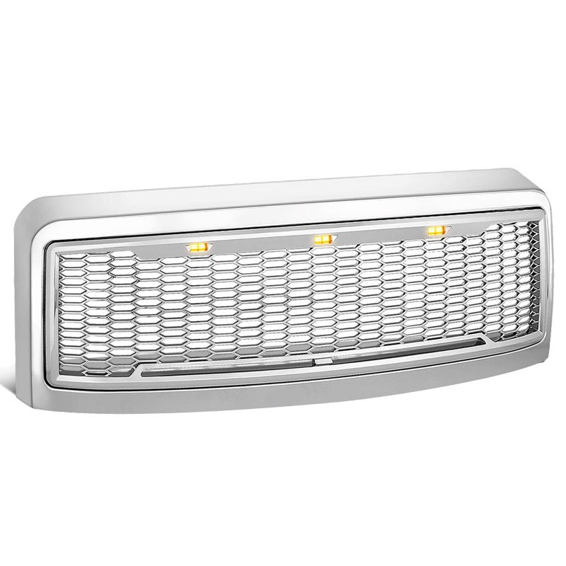 Chrome Honeycomb Mesh Front Grille+Running Light For 08-10 Ford F-250 Super Duty