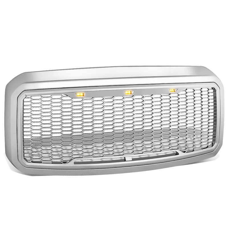 Chrome Honeycomb Mesh Front Grille+Running Light For 11-16 Ford F-250 Super Duty