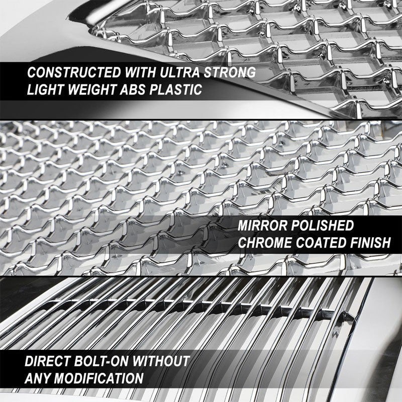 Chrome Honeycomb Mesh Front Grille+Running Light For 11-16 Ford F-250 Super Duty
