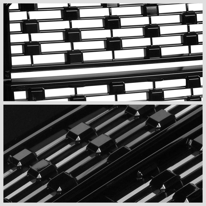 Polished Black Denali Style Front Bumper Hood Grille For 16-18 GMC Sierra 1500