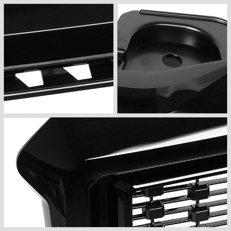 Polished Black Denali Style Front Bumper Hood Grille For 16-18 GMC Sierra 1500