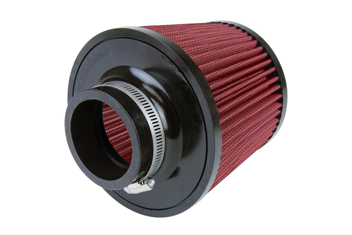 HPS 2.5" Universal Round Intake Air Filter Red [6.5" L, 6" Base] HPS-4274-RED