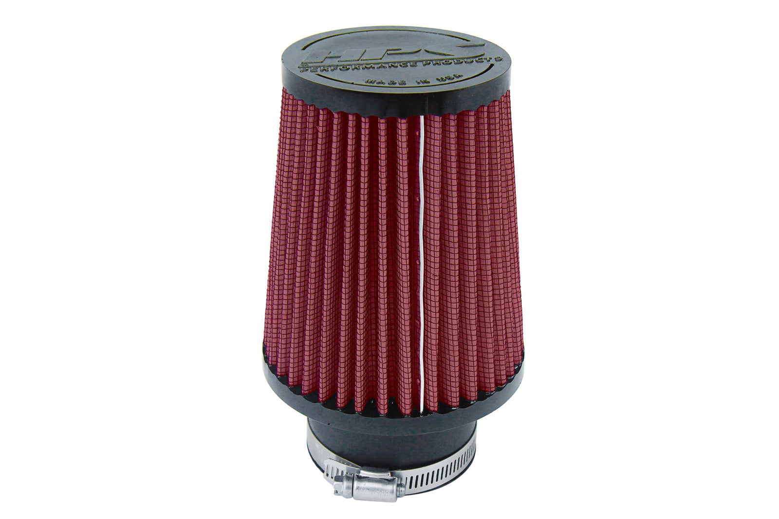 HPS 2.5" Universal Round Intake Air Filter Red [7.25" L, 4.5" Base] HPS-4295-RED
