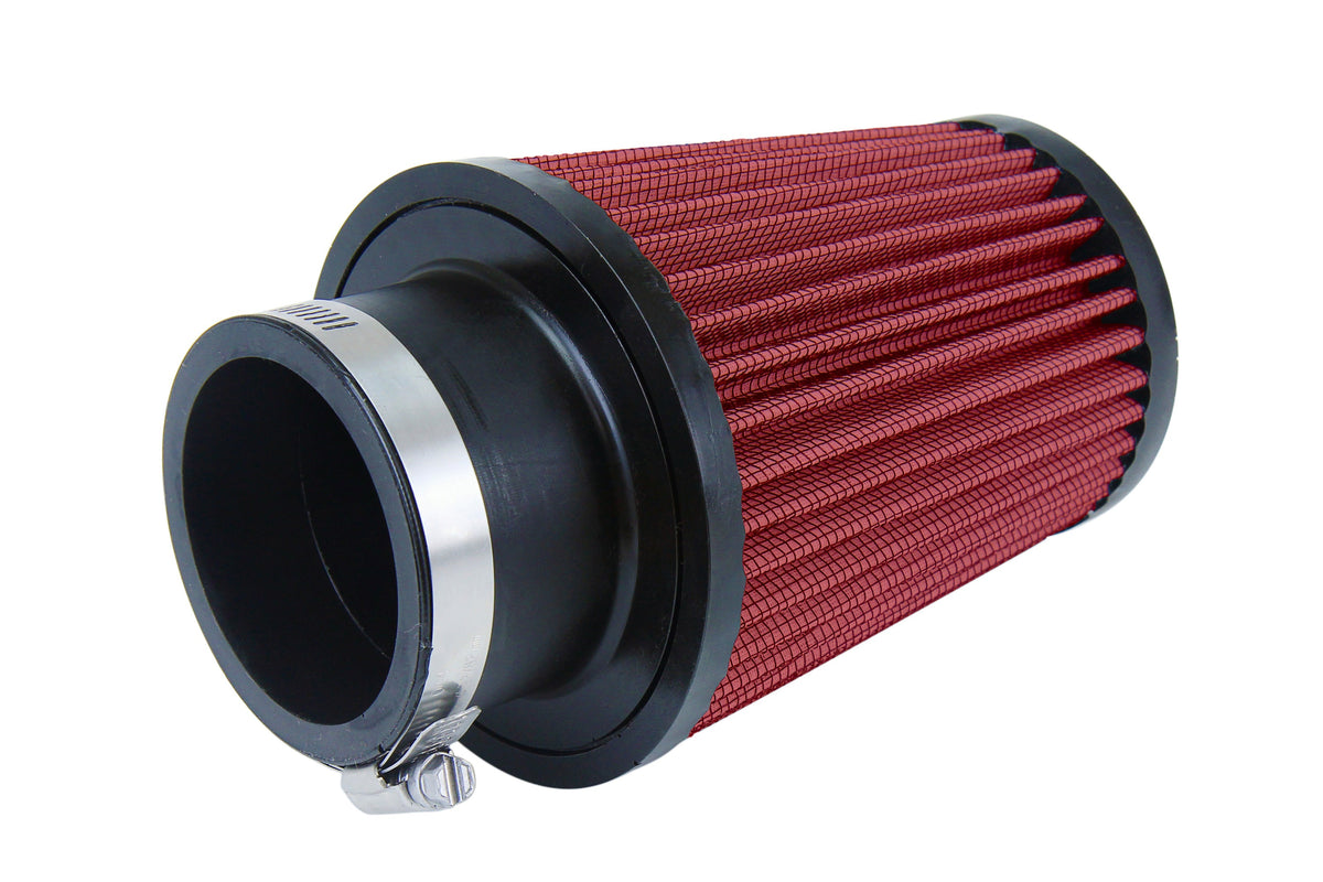 HPS 2.5" Universal Round Intake Air Filter Red [7.25" L, 4.5" Base] HPS-4295-RED