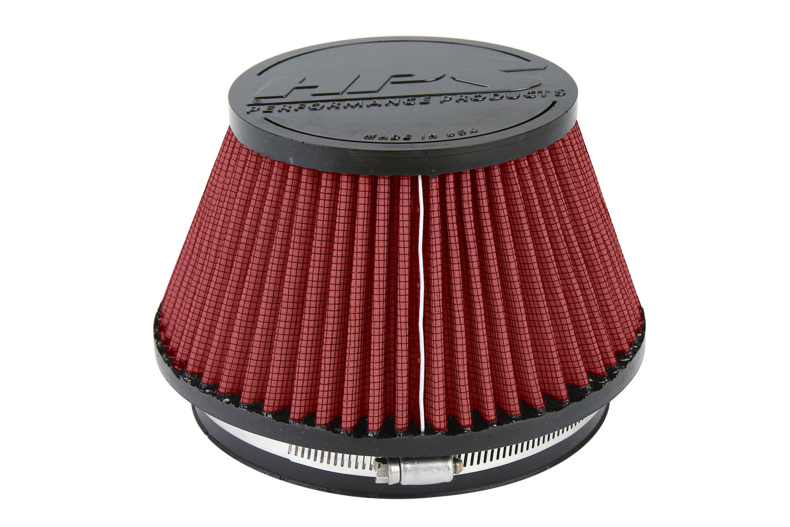 HPS 6" Universal Round Intake Air Filter Red [5" L, 7.5" Base] HPS-4302-RED