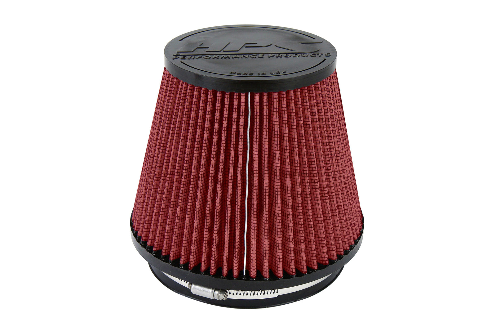 HPS 6" Universal Round Intake Air Filter Red [7" L, 7.5" Base] HPS-4303-RED