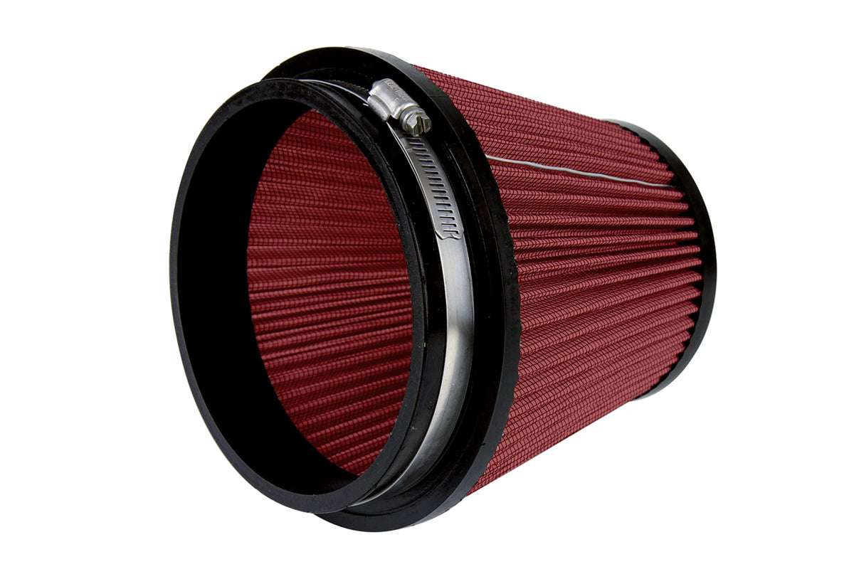 HPS 6" Universal Round Intake Air Filter Red [7" L, 7.5" Base] HPS-4303-RED