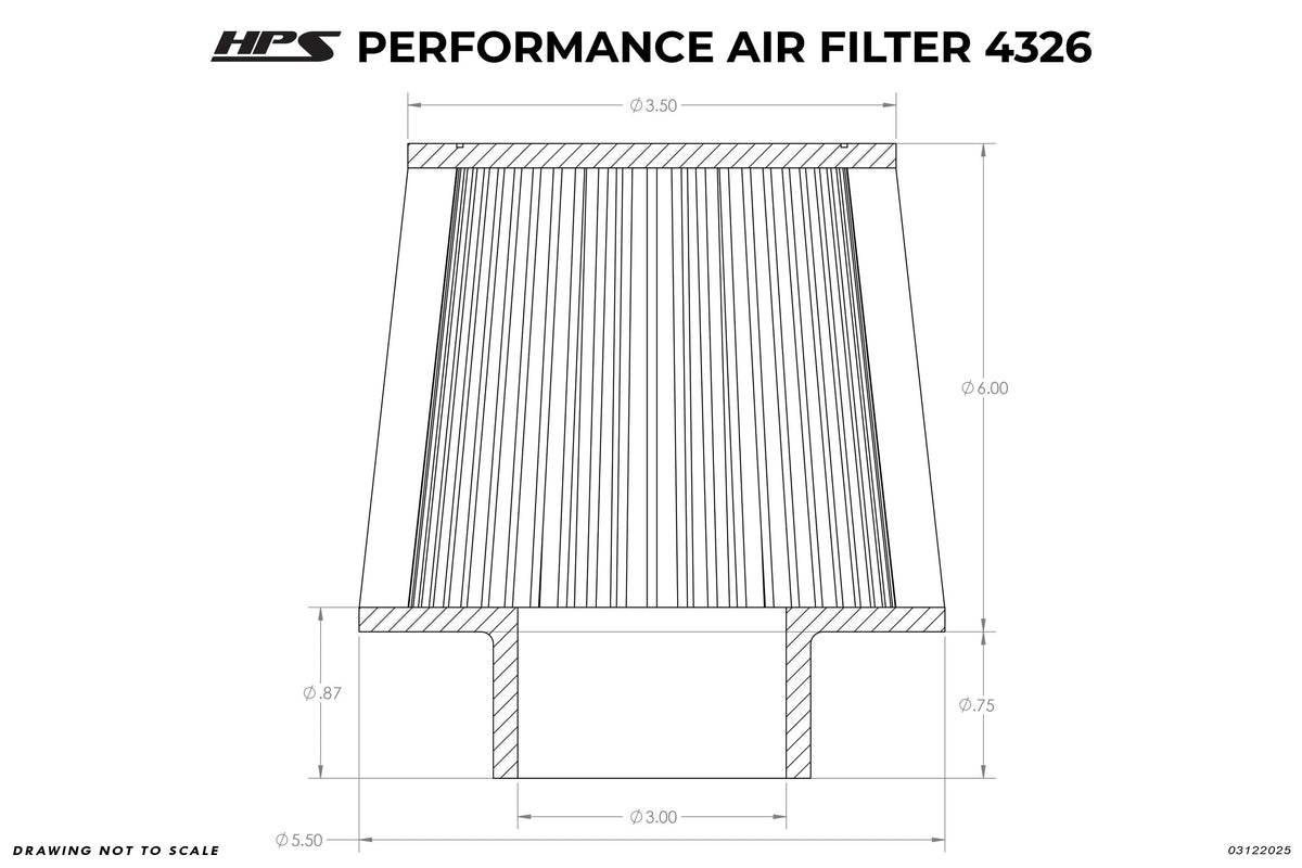HPS 3" Universal Round Intake Air Filter [6.75" L, 5.5" Base] HPS-4326