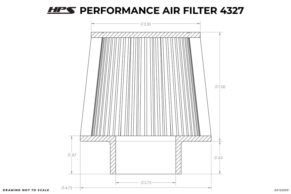 HPS 2.75" Universal Round Intake Air Filter [7.62" L, 4.75" Base] HPS-4327
