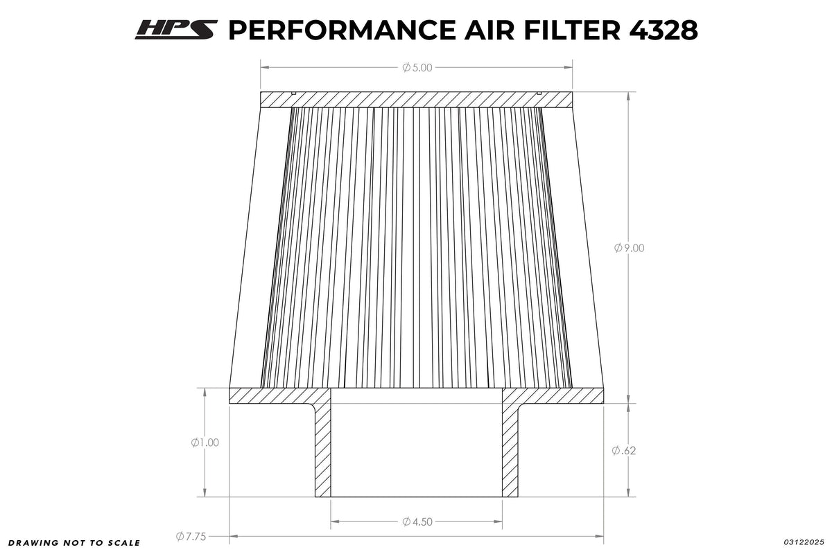 HPS 4.5" Universal Round Intake Air Filter [9.62" L, 7.75" Base] HPS-4328