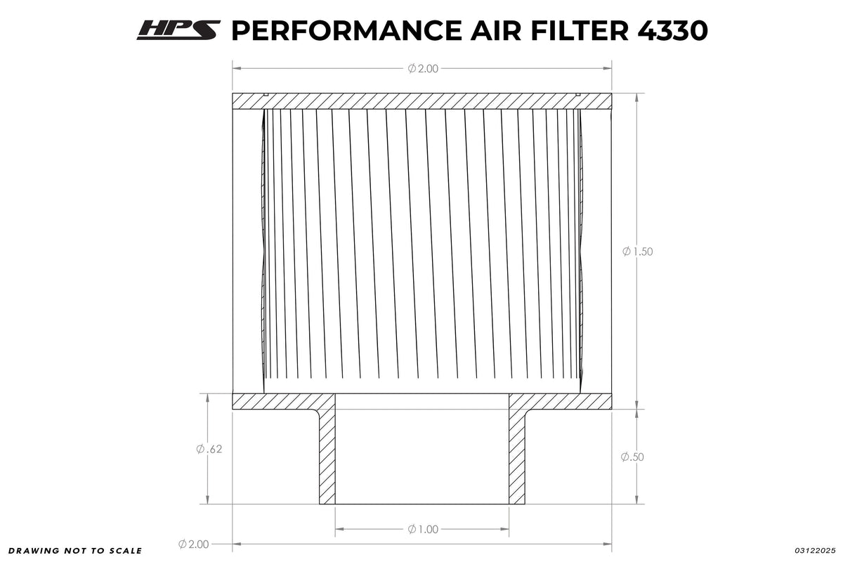 HPS 1" Universal Crankcase Vent Air Filter Breather [2" L, 2" Base] HPS-4330
