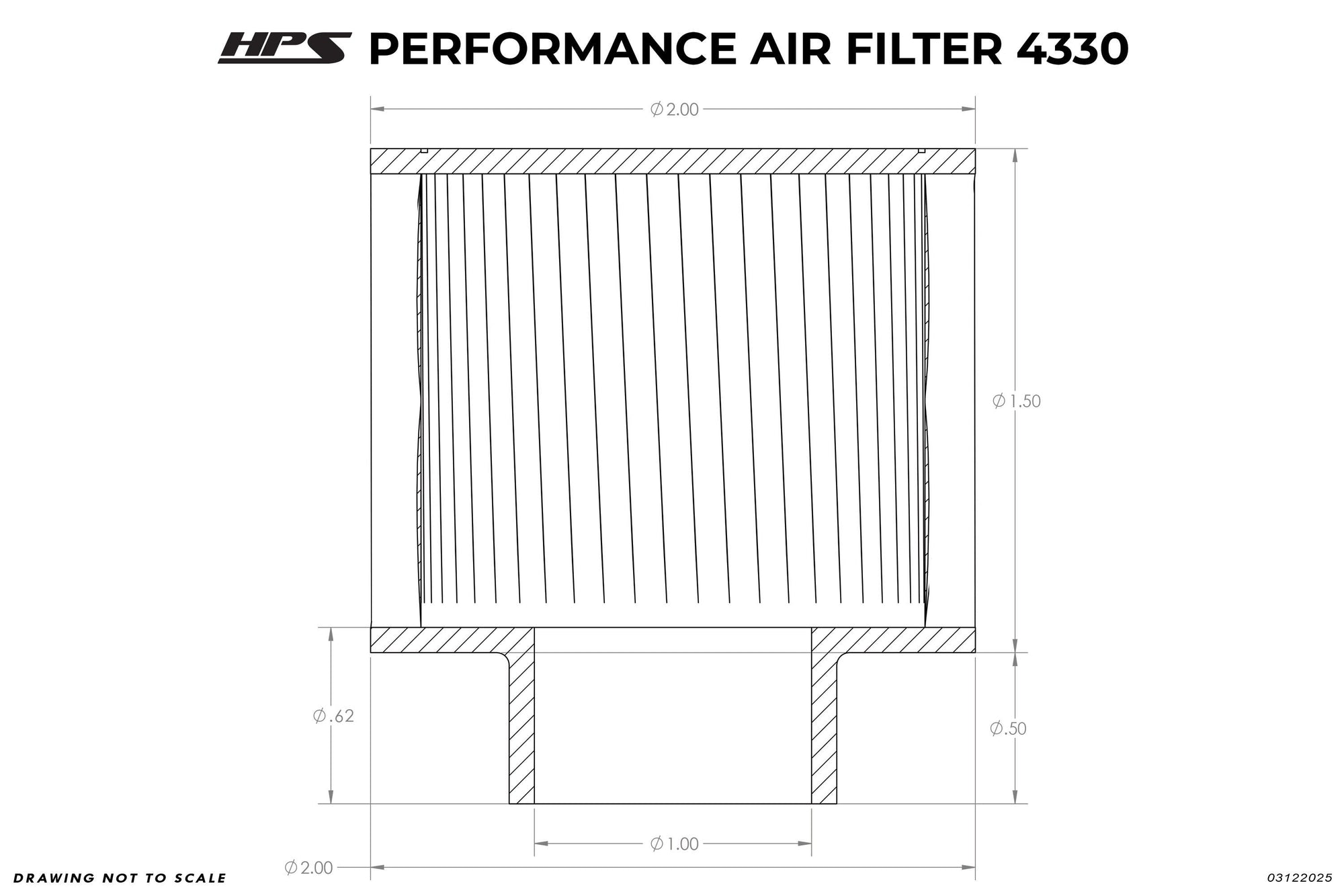 HPS 1" Universal Crankcase Vent Air Filter Breather [2" L, 2" Base] HPS-4330