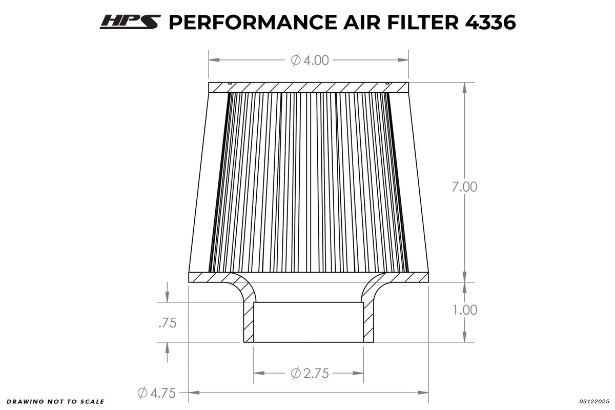 HPS 2.75" Universal Round Intake Air Filter [8" L, 4.75" Base] HPS-4336