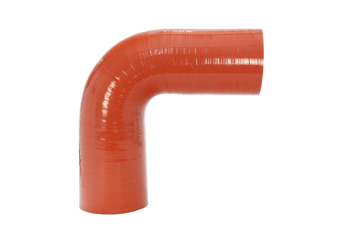 HTSEC90-400-HOT HPS 4" (102mm) ID Orange 4-Ply Silicone Elbow Couple 90 Degree Hose High Temp