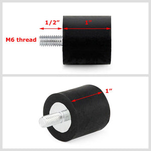 Anti Vibration Mount Isolator M6 Male/Female 1/2" Stud 1" Thick Rubber 1" DIA BFC-VM-M6-100-MF