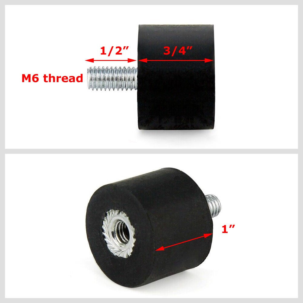 Anti Vibration Mount Isolator M6 Male/Female 3/4" Stud 1" Thick Rubber 1" DIA BFC-VM-M6-75-MF