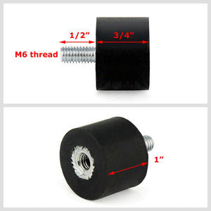 Anti Vibration Mount Isolator M6 Male/Female 3/4" Stud 1" Thick Rubber 1" DIA BFC-VM-M6-75-MF