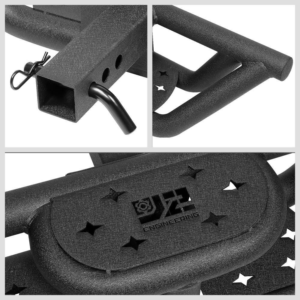 J2 Two-Tiered Tubular Step Design Universal Carbon Steel 2" Tow Hitch Receiver