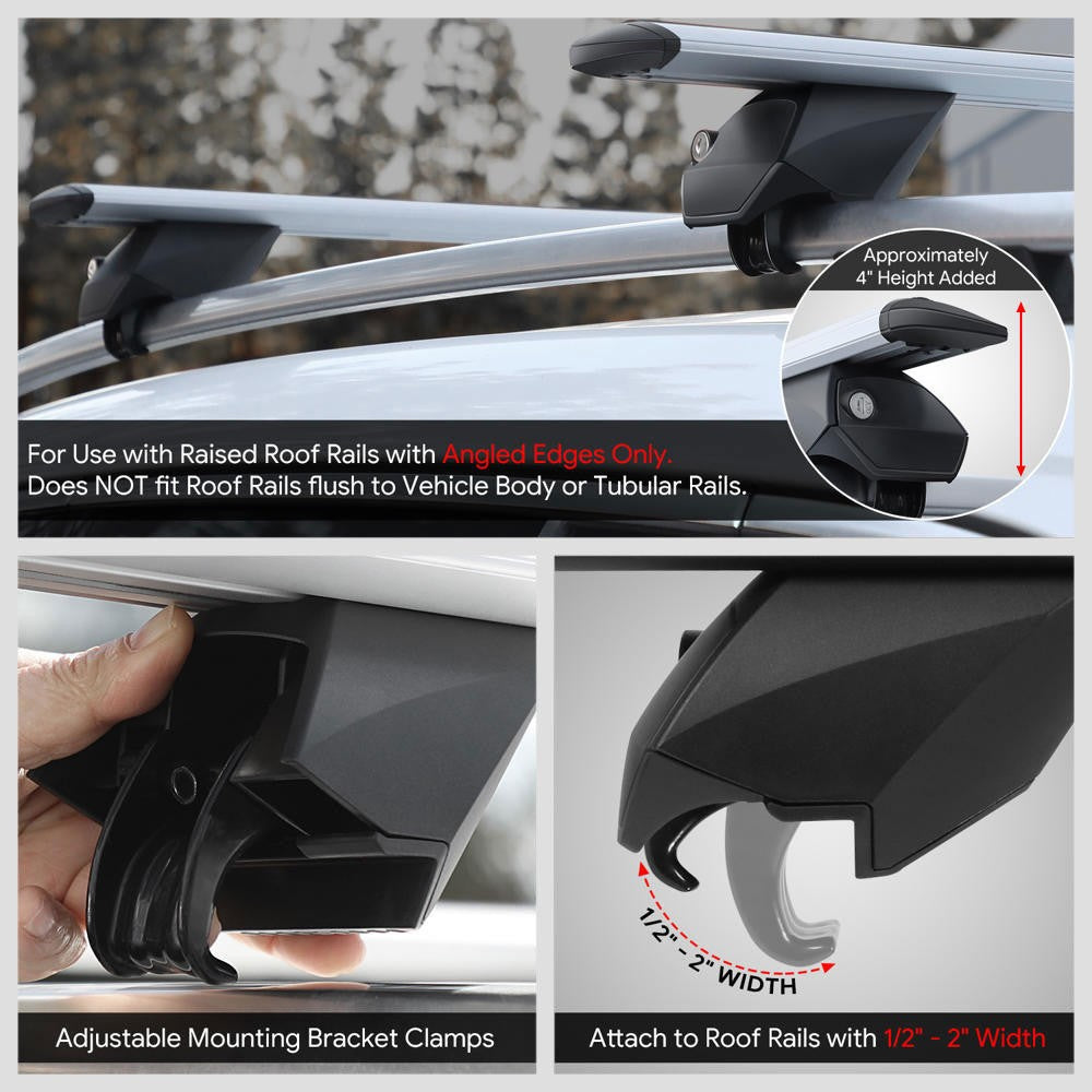 J2 32"-49" Adjustable Silver Universal Top Roof Rack Cross Bar Raise Rail J2-RR-120-WH