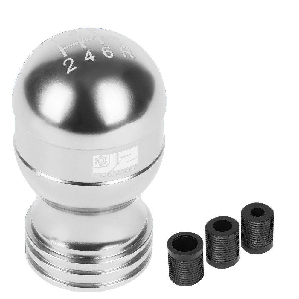 J2-SK-001-SL J2 Silver (Teardrop Shape) For 6-Speed Manual Shift Knob (M8/M10/M12 Adapter)