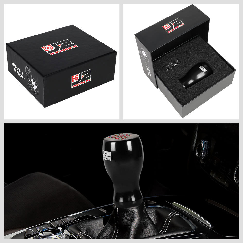J2-SK-002-BK J2 Black (Flat Top Teardrop) For 6-Speed Manual Shift Knob (M8/M10/M12 Adapter)